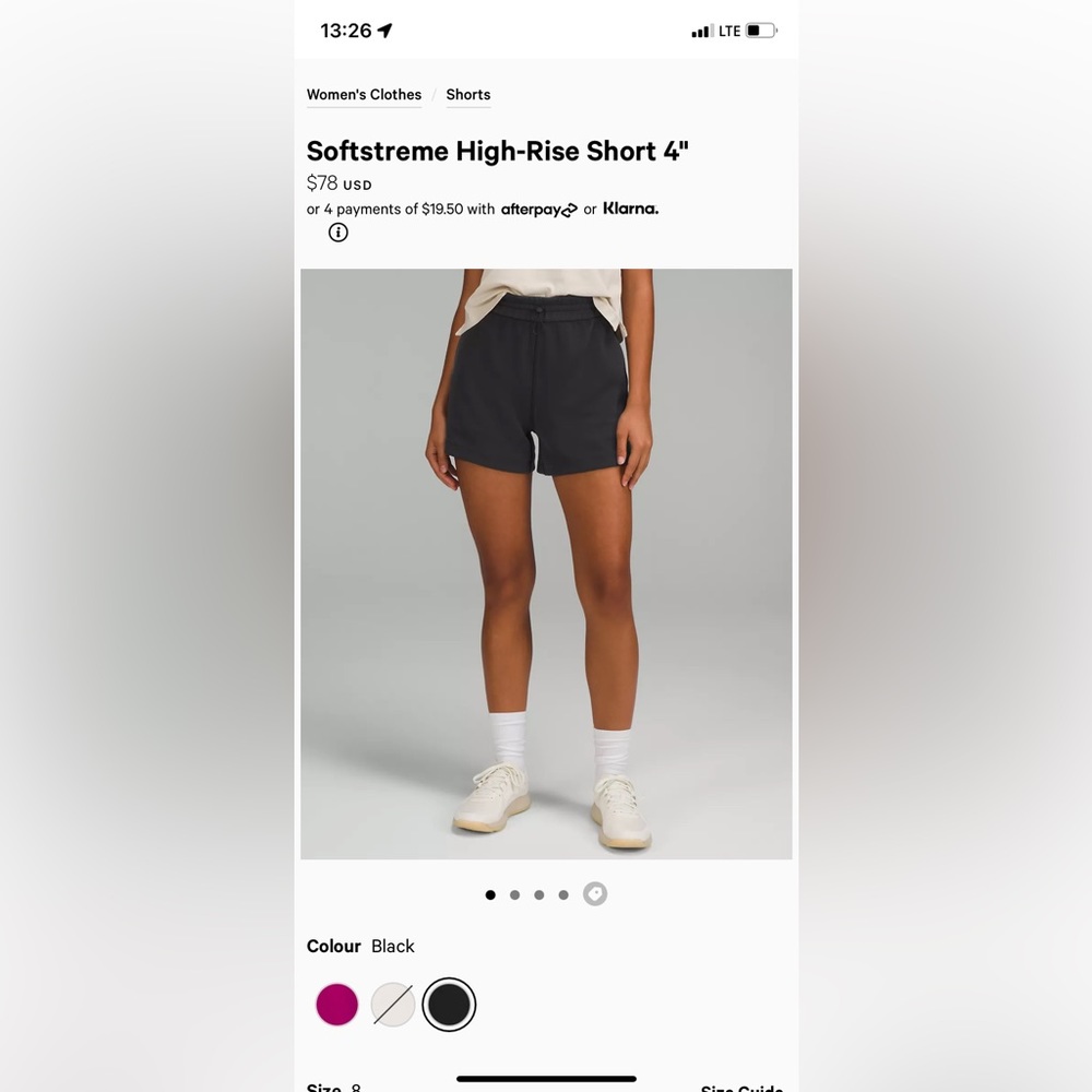 Lululemon Softstreme High Rise Short 4”